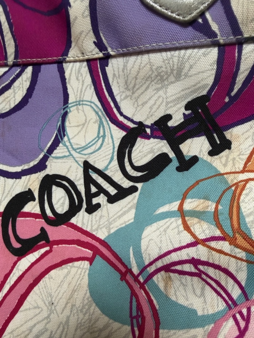 Coach Multicolor Poppy Canvas Tote - Pink, Purple & Teal Accents /great price - Picture 13 of 16